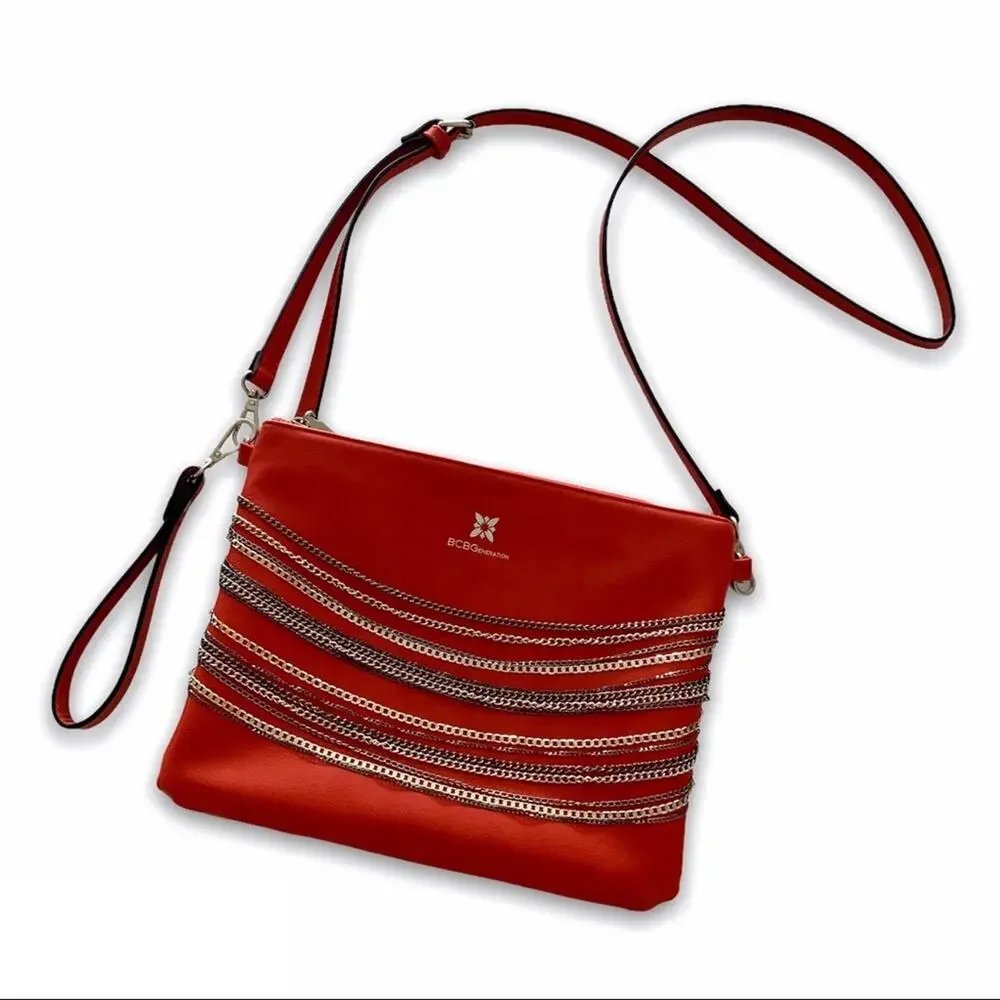 BCBGeneration | Milena Red Crossbody Silver Chain